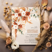 Bright Bold Terracotta Bohemian Photo Wedding Kaart