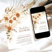 Bright Bold Terracotta Boho QR Code Vrijgezellenfe Kaart