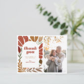 Bright Bold Terracotta Floral Hartelijk dank voor  Aankondigingskaart (Staand voorkant)