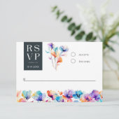 Bright Bold Waterverf Bloemen Bruiloft RSVP Kaart (Staand voorkant)