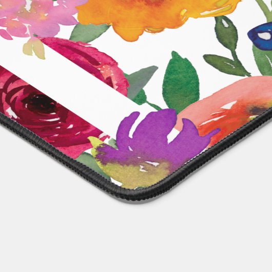 Bright & Bold Waterverf Floral gepersonaliseerd Bureaumat (Hoek)