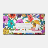 Bright & Bold Waterverf Floral gepersonaliseerd Bureaumat (Keyboard & Muis)