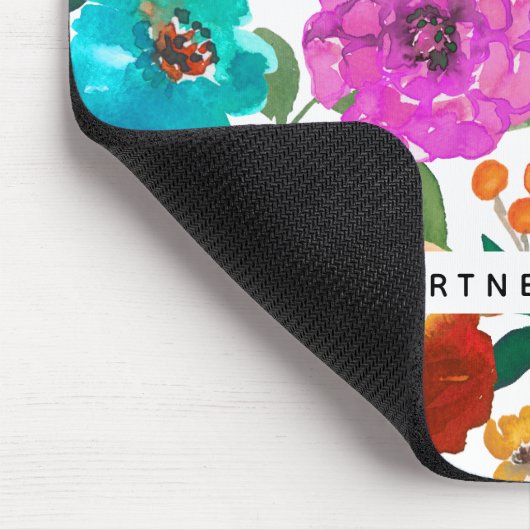 Bright & Bold Waterverf Floral gepersonaliseerd Muismat (Hoek)