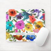 Bright & Bold Waterverf Floral gepersonaliseerd Muismat (Met muis)