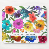 Bright & Bold Waterverf Floral gepersonaliseerd Muismat (Voorkant)