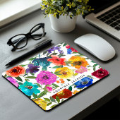 Bright & Bold Waterverf Floral gepersonaliseerd Muismat