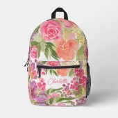 Bright bold wilde bloem naam  botanisch bedrukte rugzak (Voorkant)