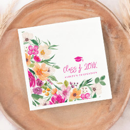 Bright bold wilde bloemen afstuderen servet