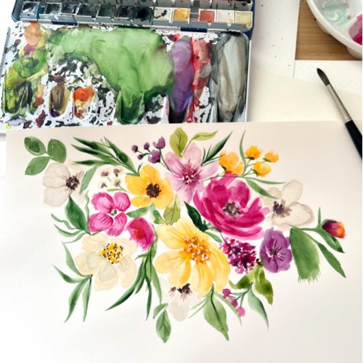 Bright bold wilde bloemen script vrijgezellenfeest folie uitnodiging