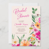 Bright bold wilde bloemen script vrijgezellenfeest kaart (Voorkant)