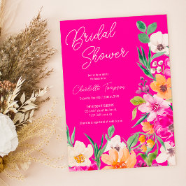 Bright bold wilde bloemen script vrijgezellenfeest kaart