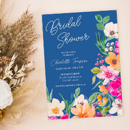 Bright bold wilde bloemen script vrijgezellenfeest kaart