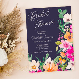 Bright bold wilde bloemen script vrijgezellenfeest kaart