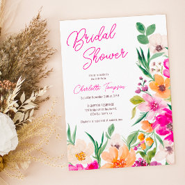 Bright bold wilde bloemen script vrijgezellenfeest kaart