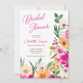 Bright bold wilde bloemen script vrijgezellenfeest kaart (Voorkant)