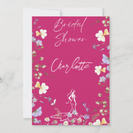 Bright bold wilde bloemen script vrijgezellenfeest kaart
