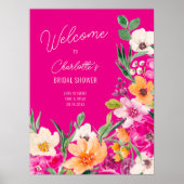 Bright bold wilde bloemen welkom vrijgezellenfeest poster (Voorkant)