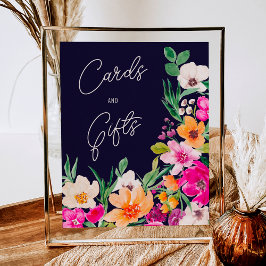 Bright bold wilde bloemen welkom vrijgezellenfeest poster