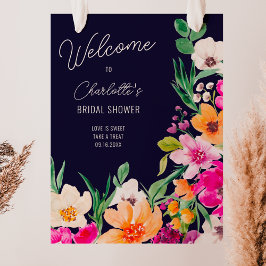 Bright bold wilde bloemen welkom vrijgezellenfeest poster