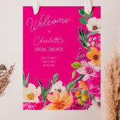 Bright bold wilde bloemen welkom vrijgezellenfeest poster