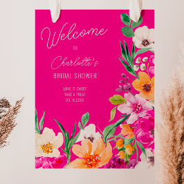 Bright bold wilde bloemen welkom vrijgezellenfeest poster
