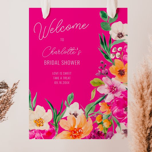 Bright bold wilde bloemen welkom vrijgezellenfeest poster