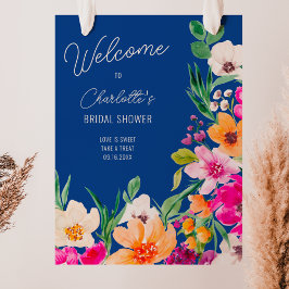 Bright bold wilde bloemen welkom vrijgezellenfeest poster