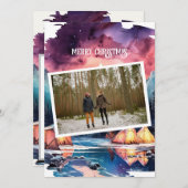 Bright Bold Winter Camping Paar Kerstfoto Feestdagenkaart (Voorkant / Achterkant)