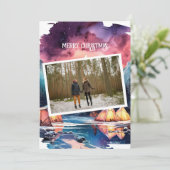 Bright Bold Winter Camping Paar Kerstfoto Feestdagenkaart (Staand voorkant)