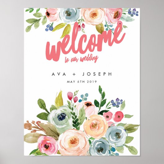 BRIGHT BOTANICAL WELKOM TO ONZE WEDDING POSTER-PIN POSTER (Voorkant)
