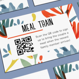 Bright Botanicals Baby shower Meal Train QR-code Informatiekaartje