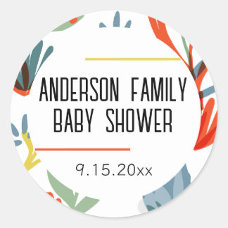 Bright Botanicals Baby shower Ronde Sticker