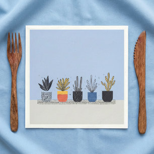 Bright Botanische pottenbakkerij Plant Illustratie Servet