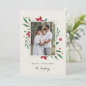 Bright Boughs | Botanische Kerstfoto Feestdagenkaart (Staand voorkant)