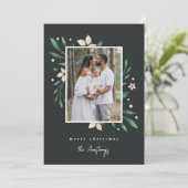 Bright Boughs | Botanische Kerstfoto Feestdagenkaart (Staand voorkant)