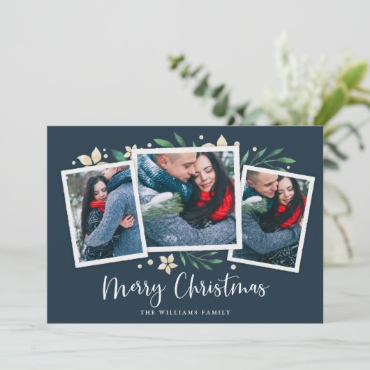 Bright Boughs | Drie foto vakantie Kaart (Staand voorkant)