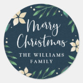 Bright Boughs | Gepersonaliseerde vrolijke kerst Ronde Sticker (Voorkant)