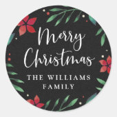 Bright Boughs | Gepersonaliseerde vrolijke kerst Ronde Sticker (Voorkant)