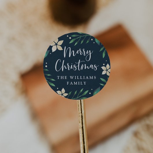 Bright Boughs | Gepersonaliseerde vrolijke kerst Ronde Sticker