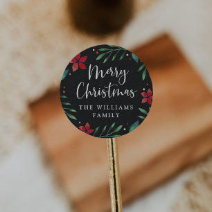 Bright Boughs   Gepersonaliseerde vrolijke kerst Ronde Sticker