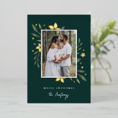 Bright Boughs Verticale foto Botanische Kerstmis Folie Feestdagenkaart (Staand Voorkant)