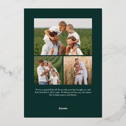 Bright Boughs Verticale foto Botanische Kerstmis Folie Feestdagenkaart (Achterkant)