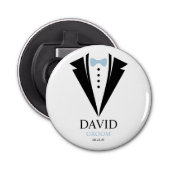 Bright Bow Stropdas Tuxedo "Groom" gepersonaliseer Button Flesopener (Voorkant)