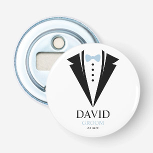 Bright Bow Stropdas Tuxedo "Groom" gepersonaliseer Button Flesopener