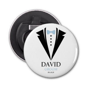 Bright Bow Stropdas Tuxedo "Groom", speciaal geper Button Flesopener