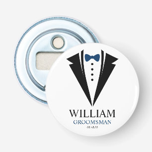 Bright Bow Stropdas Tuxedo "Groomsman" Gepersonali Button Flesopener