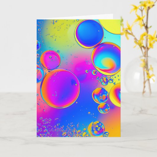 Bright Bubbles Vloeibare Art Blank Kaart (Gele Bloem)
