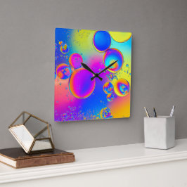 Bright Bubbles Vloeibare kunst Vierkante Klok