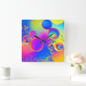 Bright Bubbles Vloeibare kunst Vierkante Klok (Huis)