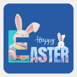 Bright Bunnies Happy Easter Sticker